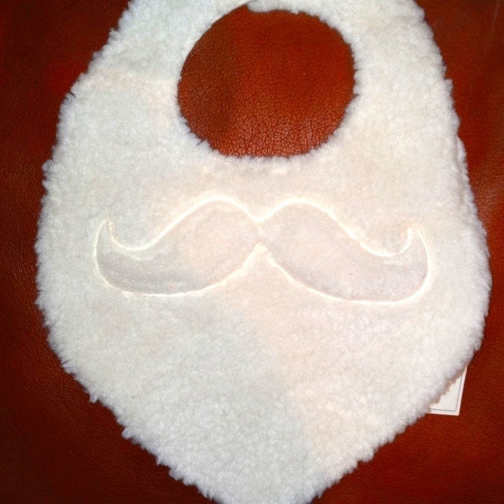 Baby Gap Cream Sherpa Mustache Baby Bib